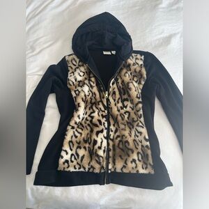 ❤️Chico’s Leopard Lined Full zip Hoodie, EUC